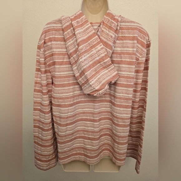 NWT Roxy Ladies Peachy Pink and White Striped Hoodie - Picture 4 of 4